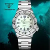 Wristwatches Tandorio NH35 NH36 42mm 20Bar Monster Dive Automatic Watch For Men Date Week Display AR Sapphire Crystal 3.8 Crown Creamy Dial