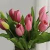 Dekorative Blumen künstliches Tulpe -Bündel mit 7 Tulpen gefälschten Blumenstrauß für Hochzeitszeremonie Dekor Hausgartendekoration