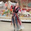 Ubrania etniczne Hanxu Hanfu Kobiet Zowy jesienne nocne niebo Ulepszona długość talii okrągła szyjka plisowana spódnica pełna zestaw codziennych tang Made Leng