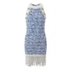 411 XL 2024 Sukienka Milan Runway Spring Summer Blue Crew Sukienki Sukienki dla kobiet