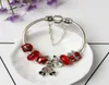 Strands Pand Christmas bell bracelet fashion red apple and crystal beaded bracelet with box whole4713979