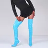 가을과 겨울 대외 무역 새로운 유럽 및 미국 스타일 세련되고 맞춤형 무릎 길이 대형 발가락 여자 부츠