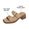 Slippers Heihaian 2024 Summer Vintage Style Hong Kong Open Toe Toon épais chaussures avec une boucle de ceinture de pantoufle décorée