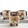 Planters potten kunstmatig gesneden keramische sappige bloempotten met de hand beschilderde ruw aardewerk yanxi bassin kleur sappige plant potten in jingdezh