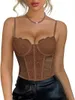 Women's Tanks Lace Corset Crop Tops For Women Sexy Fashion Club Bodysuit With Buckle