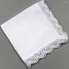 Bow Ties 5pcs Cotton White Mandkerchiefs carré en dentelle de lace