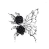Broches skeds exquisites femmes filles élégants broches de papillon rose noir élégant mode badges en émail de haute qualité vintage corsages
