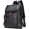 Sac à dos luxe de luxe authentique en cuir de vache pour hommes de voyage masculin sac à dos marque alligator motif mâle épaule 2024