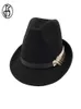 Fs nieuwe wol vilt vrouwen mannen fedora hoed voor lente herfst elegante dame trilby jazz hoeden panama cap black curl brim6193295