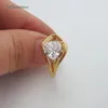 Cluster Anneaux jaunes Gold plaqué 8 mm Triangle Cz Stone Lady Ring Unique Design Sz 7 8