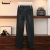 여자 청바지 Ladiguard 패션 연필 데님 바지 여자 남자 친구 자수 플레어 스타 Pantalon High Waist Skinny Fall