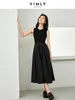 Casual Dresses Vimly Elegant Patchwork Black Long Women 2024 Spring O-neck Sundresses A-line Knitted Tank Dress Womans Clothing M5685