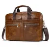 Briefzüge Herren Leder Aktentasche Business Man's Bag Top Layer Cowide Lawyer's Computer Style Large 15.6 Laptop mit Riemen