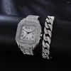 Avanadores de pulso 2pcs Conjunto de ouro da Banda de aço Full Star Starty Luxury Luxury com pulseira Roman Scale Quartz Watch for Women