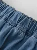 FSLE RETRO-stil mjuk denimkjol för kvinnlig hösthög elastisk midja bekväm stor sväng a-line kvinnor 240424