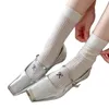 Frauen Socken gerippte Baumwolle Slouch Elegant gestickeltes Bogenknoten Festes Kalb