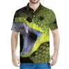 Herren Polos Mode Schlange 3D gedrucktes Polo-Hemd Männer Tiermuster Kurzärmel Anlagen übergroße T-Shirts Sommer Casual Knopf T-Shirt