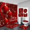 Rideau de douche de décoration de Noël rouge Santa Elk Christmas Immasé Polyester Bath-Bath Curtain Home Year Bedroom Cartoon rideaux de dessin 240423