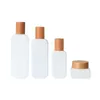 Storage Bottles 30ml50ml100ml Glass Pump Bottle Lotion Pressed Serum Dispenser 30g50g Cream Wooden Lid Container