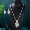 Necklace Earrings Set GODKI Trend UAE 2pcs Bridal Long Sets For Women Wedding Party Dubai Nigeria CZ Crystal Jewelry Gift