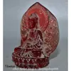 Декоративные фигурки 5.4 "Старая китайская красная янтарная резная статуя Фенгшуй Шакьямуни Амитабха Будда Статуя