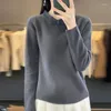 Women's Sweaters Vintage Knitted Pullover Wool Sweater Half High Collar Loose Slim Fashion Chinese Style Top Autumn Winter