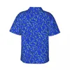 Mäns casual skjortor hawaiian skjorta semester växter tryck blusar blå löv vintage manlig kortärmade harajuku toppar