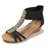 Chaussures habillées sandales Souettes d'été pour femmes STRAPE BOHÉMIEN ETHNIQUE NON SLOP ROMMAN SLOPE THEEL FEMME 2024
