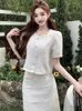 in matching sets Small Fragrance 2 piece women outfit Short Jacket Coat midi Skirt Lady Summer Two Piece Suits 240425