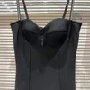 Lässige Kleider 2024 Herbst-Bowknot-Kristall dreidimensionaler Brustplatte Schlanker Stretchgurtkleid für Frauen Party Schwarz Vestidos Femme