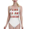 Le temps de maillot de bain pour femmes est un maillot de bain en mailles noires illusion un morceau de plage sexy sans dossier de bain d'été