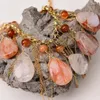 Pendant Necklaces G-G Natural Red Agate Orange Rutilated Quartz Gold Plated Chain Necklace Handmade Lady Jewelry Gifts