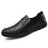Casual Shoes Men Leather 2024 Cowhide Perforated Hollow Driving One Piece For