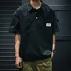 한국 아메리카 캐주얼 남성 Tshirt 여름 툴링 스타일 짧은 슬리브 포켓 셔츠 칼라 의류 느슨한 플러스 사이즈 크기 상위 240428