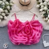 Tank da donna Chic garze vintage corsetto busto bustier fiore tridimensionale canotta canotta coreana Summer Beach Women Colture Fling Crop