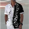 Camisas casuales para hombres Camisa de verano Hombres 2024 Hawaiian Short -Lapel Music Music Notes 3d estampado de playa Turismo Top Clothing