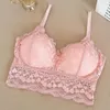 Bras Color sólido Top Lace transparente BRALETTE Mujeres Sexy Hollow Out Brajera Free Summer Fina de malla transpirable Push Up
