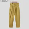 Inderun Men Casual Pants Joggers High talia Lose spodnie z paskiem z solidnym kolorem moda Pantalon S-5xl 240429