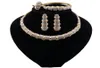 Afrikanska bröllop Brudsmycken Luxury Dubai Gold Color Jewellry Set for Women Halsband Armband Ringörhängen Set9218250