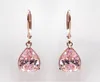 Rose Diamond for Women Fashion Pink Topaz Gemstone Bizuteria 14K Gold Garnet Drop Earring Orecchini Girls6487945