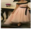 ROSE PINK ORGANZA ROBRES DE PROM LOBLE 2015 ABENDKLEIDER ÉLÉGANT SEXY OFF the épaule Robe de soirée arabe longue Dubaï Femmes Formes Pa7233194