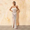 Sexy Hollow Out Swimsuit Beach Cover Up Sarong Summer Bikini Cover-Ups Pareo Crochet Swimwear Backless Strap Breid Long Jurk