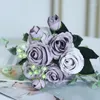 装飾的な花美しい人工花のバラ絹偽造花瓶のためのフェイクホームリビングルームテーブル装飾ブーケの花輪