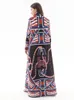 Casual jurken miyake geplooide turndown kraag lange mouwen geprinte jagen vrouwen 2024 abaya mode originele ontwerper elegante jurk