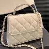 Sacs de soirée Designer Chenel Trendy Woc Boy Pearl Handbag Chain Diamond Grid Sac Sac à bandoulière