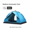 Buiten Camping Tent Quick Automatic Opening Build-Free Picnic Shelter Family Geschikt voor 3-4 personen Zonnebescherming 240422