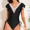 Frauen Badebekleidung Frauen ein Stück Badeanzug Frau aus dem Schwimmbadanzug Strandbekleidung Rüste Solid Monokini 2024