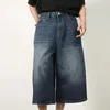Jeans maschi in tessuto in jeans uomini coltivati per gradiente estivo gamba larga con zipper per streetwear