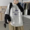 メンズ秋の秋の特大の長袖Tシャツメンズ服y2kレトロ印刷ジムアニメシャツトップメンズグラフィックTシャツ240426