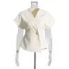 Женские блузки 2024 Осеньная талия с похудения асимметричный костюм капля рукав с рукавом темперамент в стиле рубашка